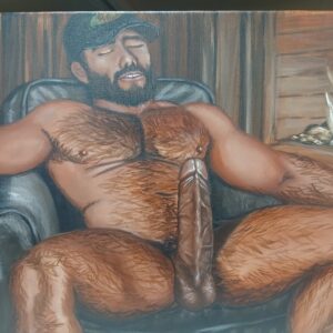 Hung Muscle Hairy Redneck Man Original Painting