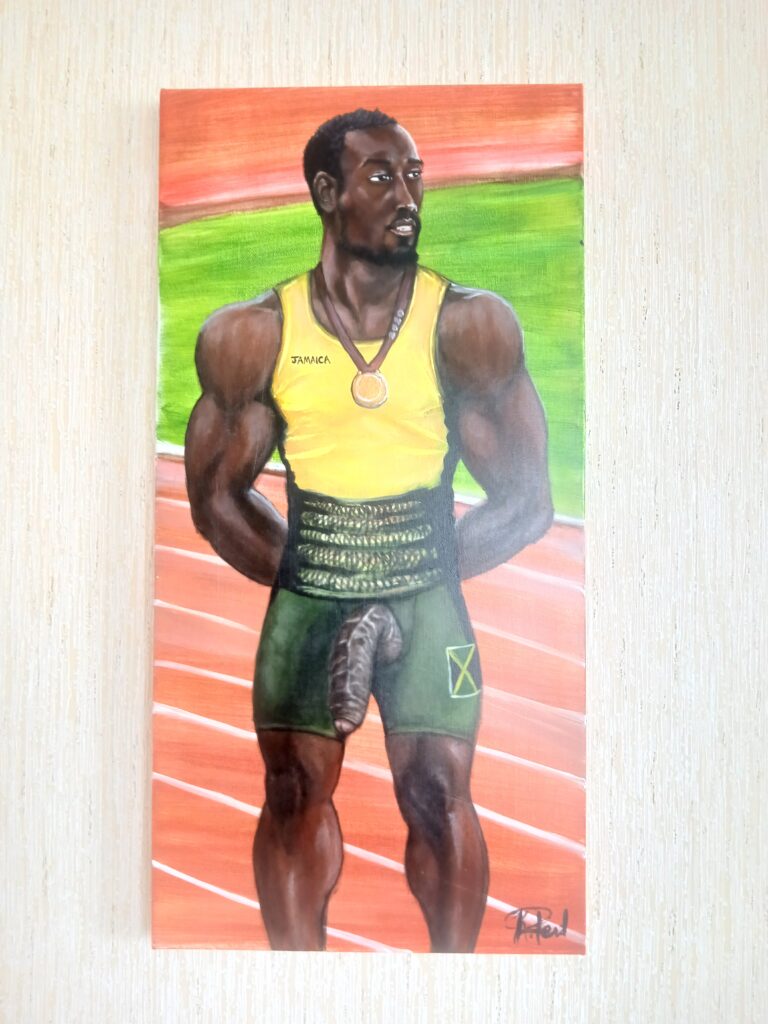 Nude Jamaican Athlete Painting of Erotic Jamaican Runner
