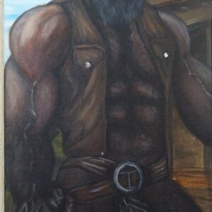 Black Hairy cowboy Hung Painting Original