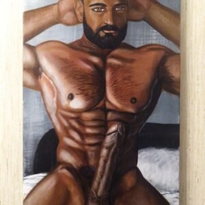Original Painting of Nude Indian Male Muscular Desi Man Naked
